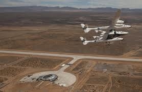 Virgin Galactic's WhiteKnight's first flight over Spaceport America