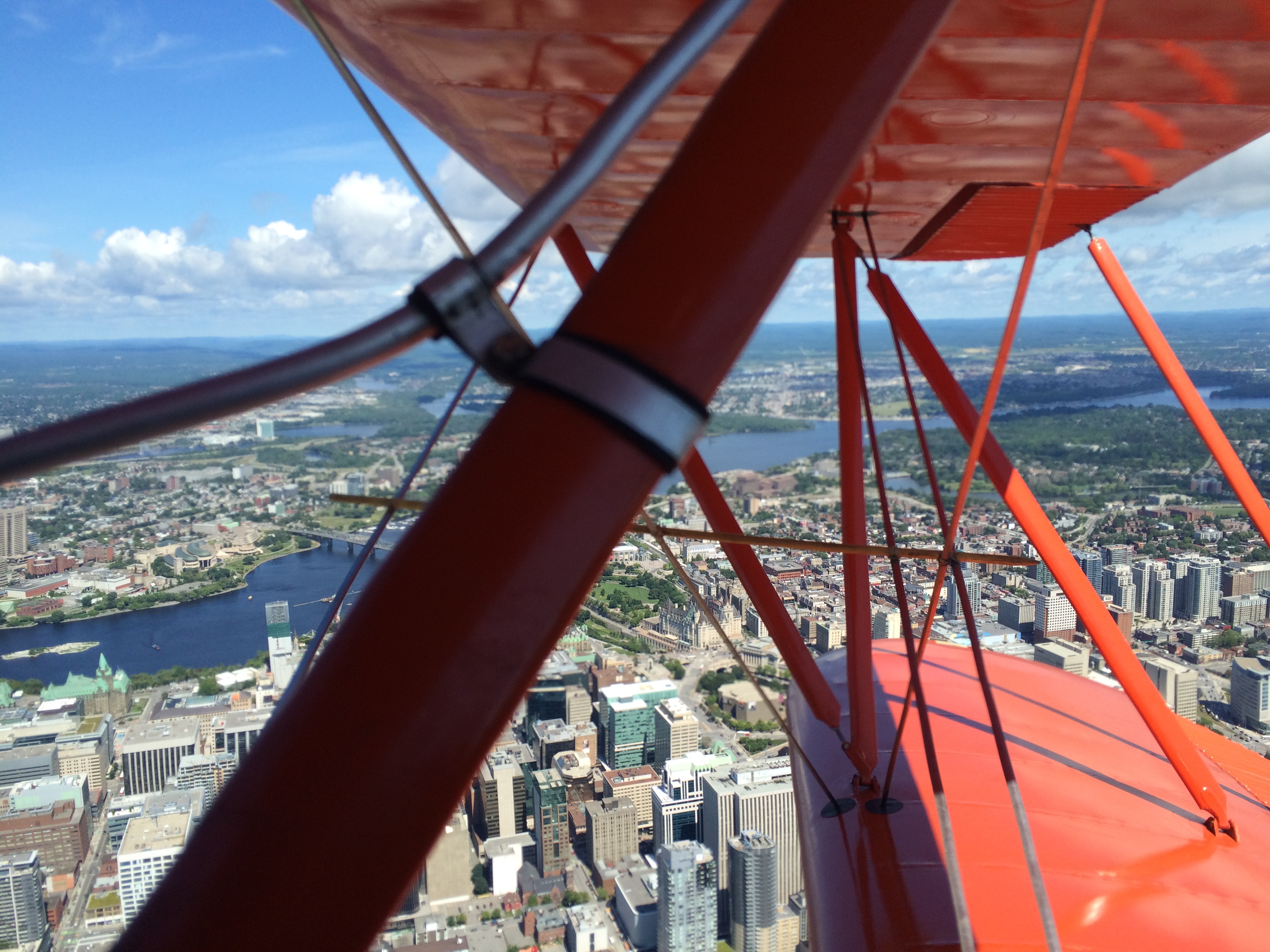 Biplane over downtown Ottawa