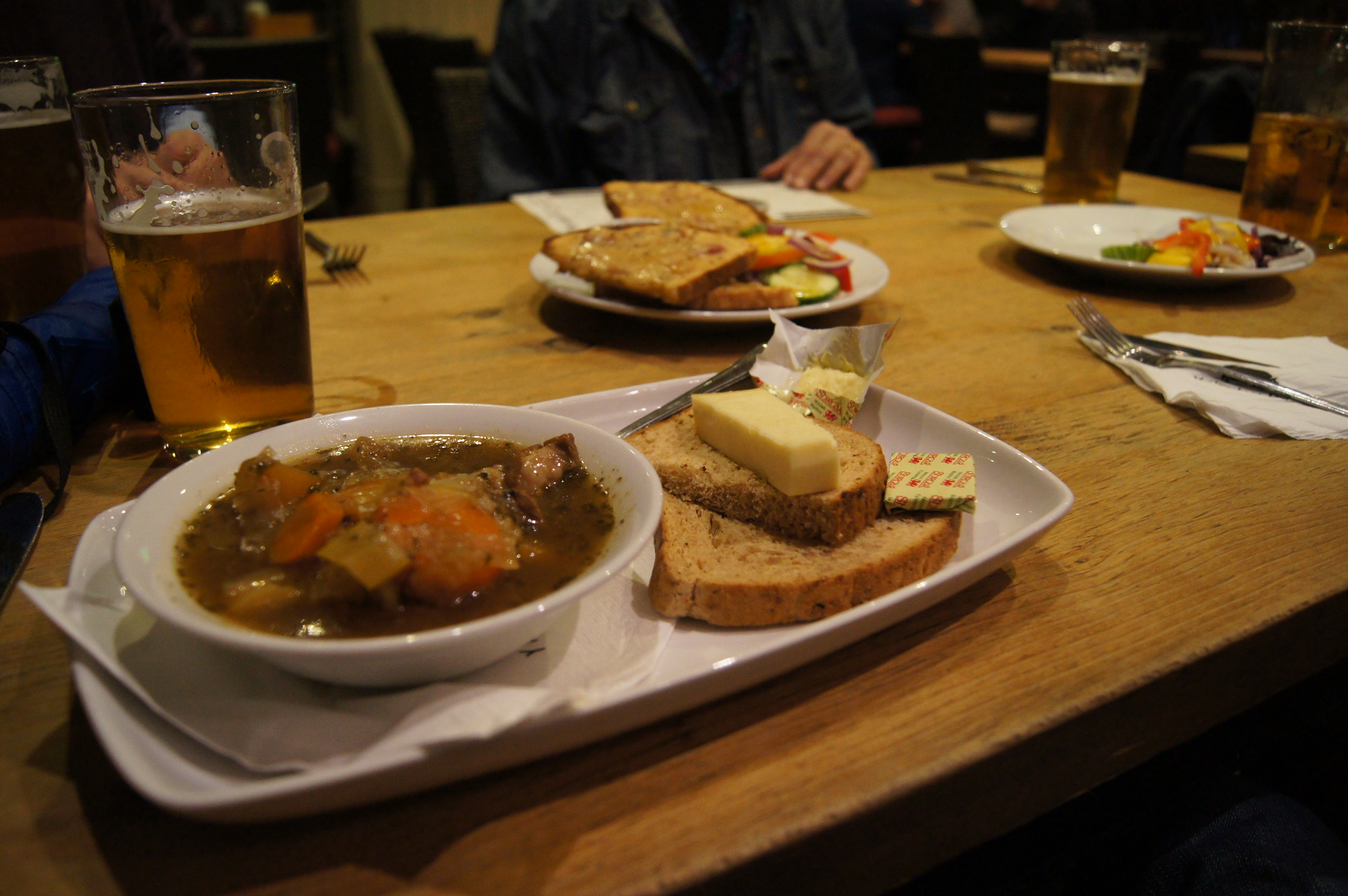 Lamb stew washed down with a pint