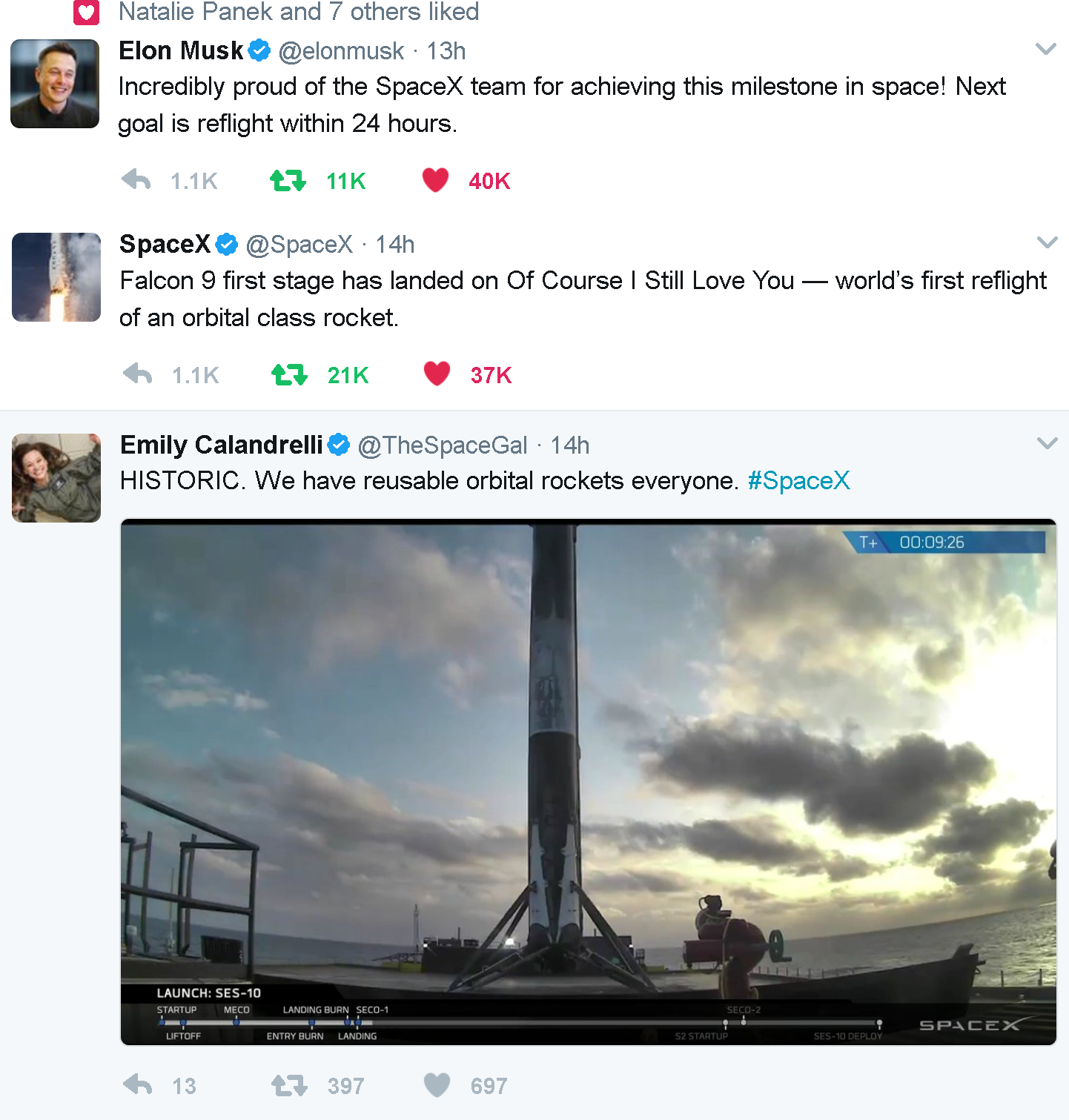 SpaceX reusable Rockets tweets