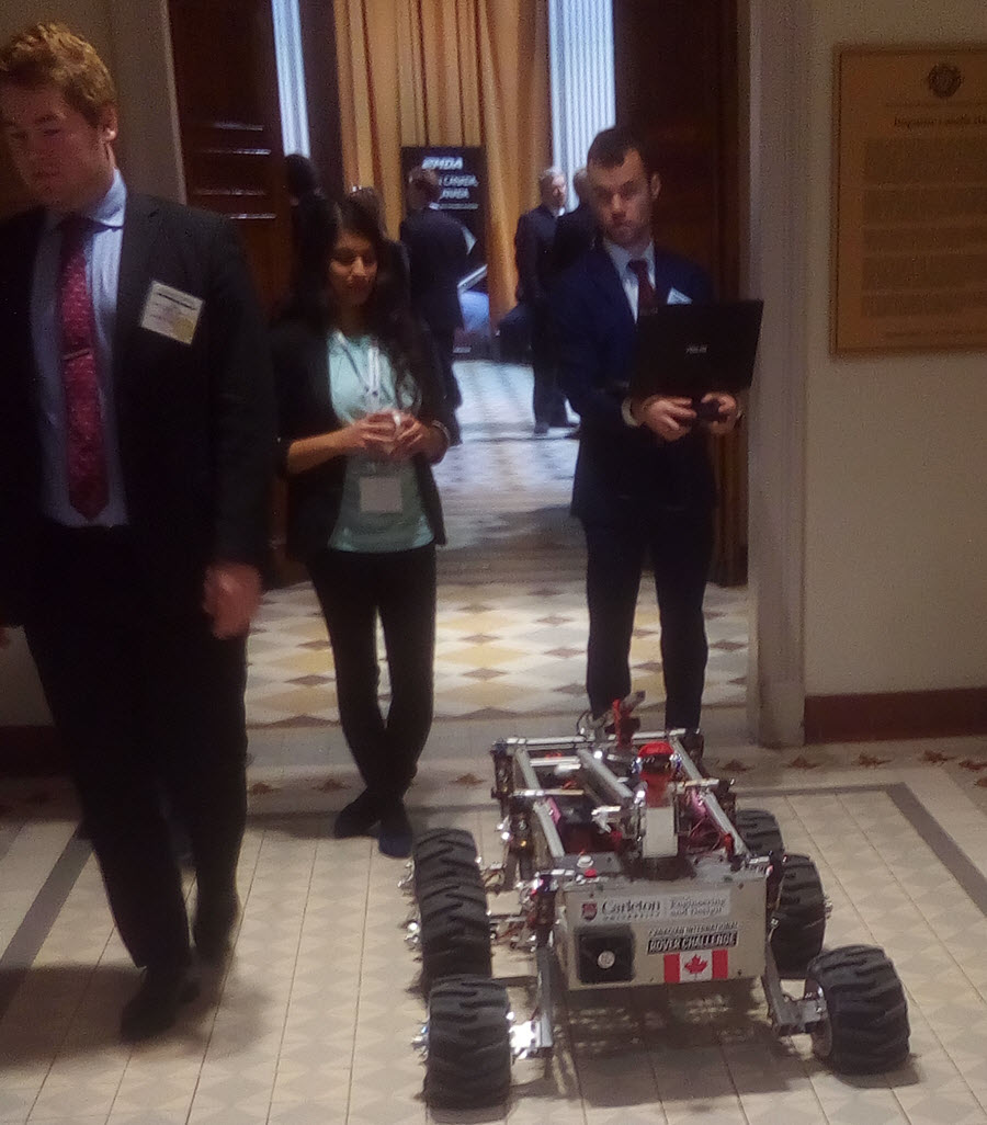 Carleton University students with their rover "Sparky"